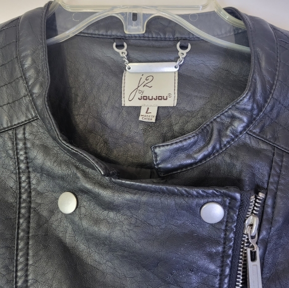 J2 by Jou Jou cropped faux leather jacket women's large - Picture 2 of 9